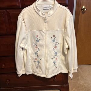Alfred Dunner Cream Floral Embroidered Jacket